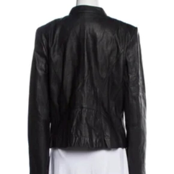 Marc New York by Andrew Marc LEATHER Biker Jacket size Small in Olive Green - Picture 7 of 15